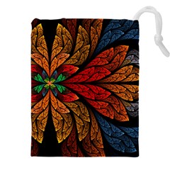 Fractals, Floral Ornaments, Rings Drawstring Pouch (4xl)