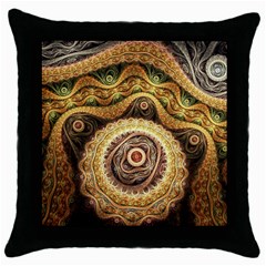 Fractals, Floral Ornaments, Waves Throw Pillow Case (black) by nateshop