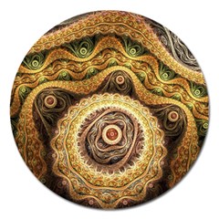 Fractals, Floral Ornaments, Waves Magnet 5  (round) by nateshop