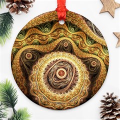 Fractals, Floral Ornaments, Waves Round Ornament (two Sides) by nateshop