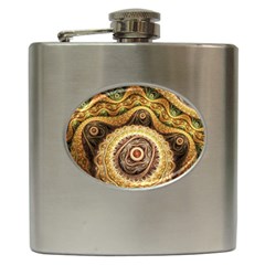 Fractals, Floral Ornaments, Waves Hip Flask (6 Oz) by nateshop