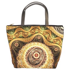 Fractals, Floral Ornaments, Waves Bucket Bag by nateshop