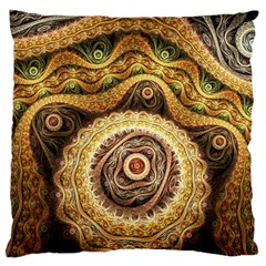 Fractals, Floral Ornaments, Waves Large Cushion Case (two Sides) by nateshop