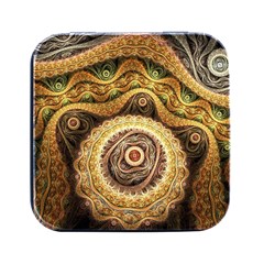 Fractals, Floral Ornaments, Waves Square Metal Box (black) by nateshop