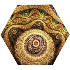 Fractals, Floral Ornaments, Waves Wooden Puzzle Hexagon by nateshop