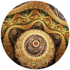 Fractals, Floral Ornaments, Waves Wooden Puzzle Round by nateshop