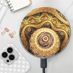 Fractals, Floral Ornaments, Waves Wireless Fast Charger(white) by nateshop