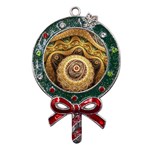 Fractals, Floral Ornaments, Waves Metal X Mas Lollipop with Crystal Ornament Front