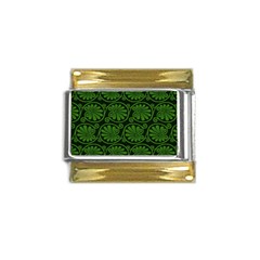 Green Floral Pattern Floral Greek Ornaments Gold Trim Italian Charm (9mm) by nateshop