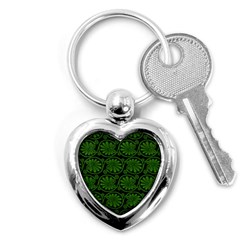 Green Floral Pattern Floral Greek Ornaments Key Chain (heart) by nateshop