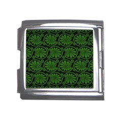 Green Floral Pattern Floral Greek Ornaments Mega Link Italian Charm (18mm) by nateshop