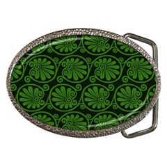 Green Floral Pattern Floral Greek Ornaments Belt Buckles by nateshop