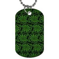 Green Floral Pattern Floral Greek Ornaments Dog Tag (one Side) by nateshop