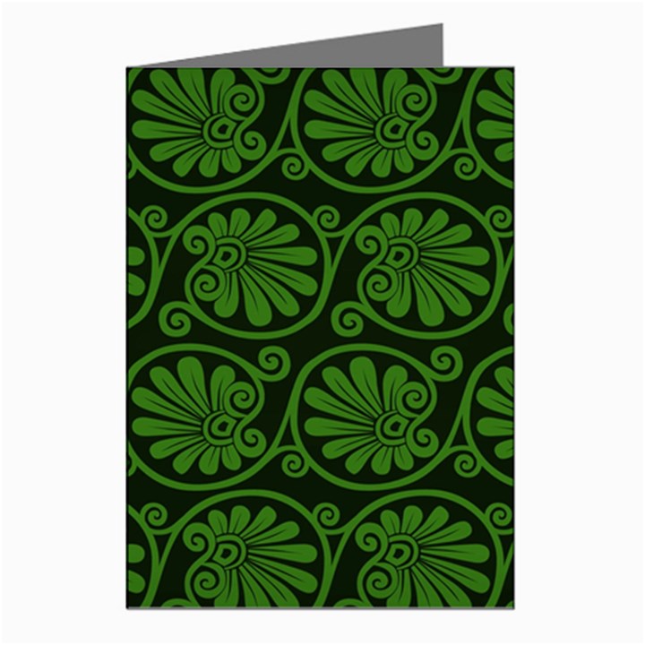 Green Floral Pattern Floral Greek Ornaments Greeting Cards (Pkg of 8)