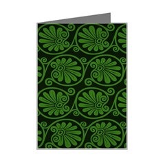 Green Floral Pattern Floral Greek Ornaments Mini Greeting Card by nateshop