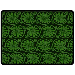 Green Floral Pattern Floral Greek Ornaments Fleece Blanket (large) by nateshop