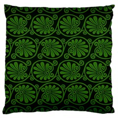 Green Floral Pattern Floral Greek Ornaments Large Cushion Case (two Sides) by nateshop