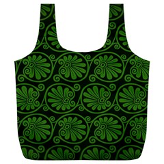 Green Floral Pattern Floral Greek Ornaments Full Print Recycle Bag (xl) by nateshop