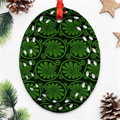 Green Floral Pattern Floral Greek Ornaments Ornament (oval Filigree)