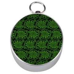 Green Floral Pattern Floral Greek Ornaments Silver Compasses by nateshop