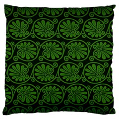 Green Floral Pattern Floral Greek Ornaments Large Premium Plush Fleece Cushion Case (one Side) by nateshop