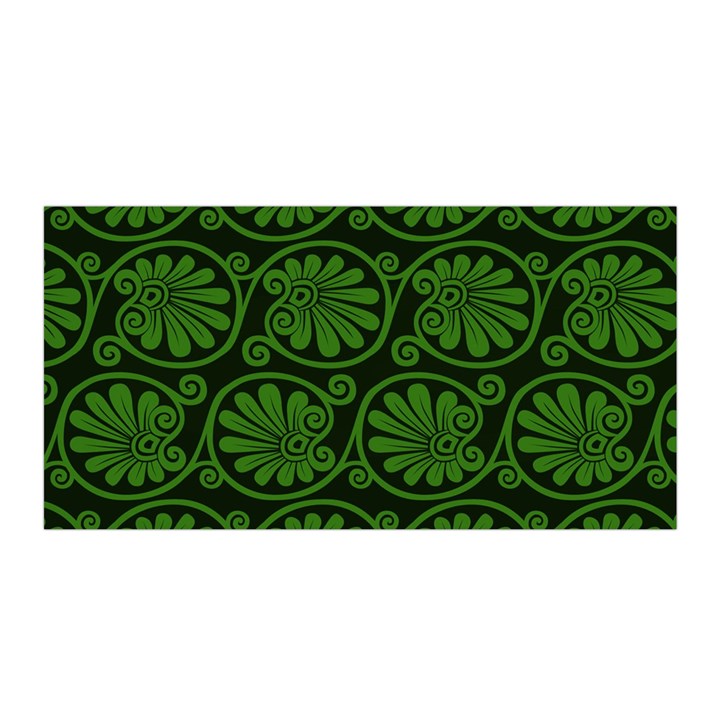 Green Floral Pattern Floral Greek Ornaments Satin Wrap 35  x 70 