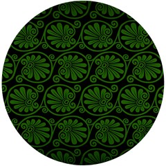 Green Floral Pattern Floral Greek Ornaments Uv Print Round Tile Coaster by nateshop