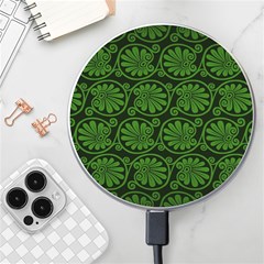 Green Floral Pattern Floral Greek Ornaments Wireless Fast Charger(white) by nateshop