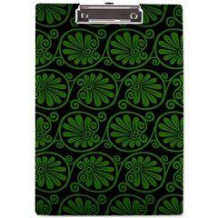 Green Floral Pattern Floral Greek Ornaments A4 Acrylic Clipboard by nateshop