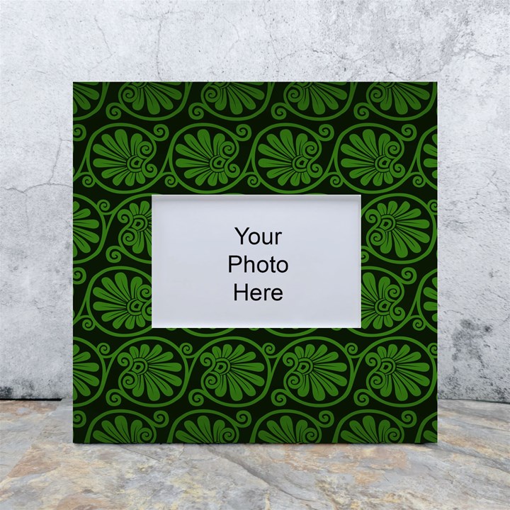 Green Floral Pattern Floral Greek Ornaments White Box Photo Frame 4  x 6 