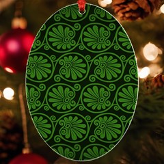 Green Floral Pattern Floral Greek Ornaments Uv Print Acrylic Ornament Oval by nateshop