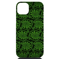 Green Floral Pattern Floral Greek Ornaments Iphone 14 Plus Black Uv Print Case by nateshop