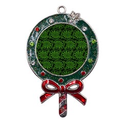 Green Floral Pattern Floral Greek Ornaments Metal X mas Lollipop With Crystal Ornament by nateshop