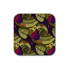 Green Paisley Background, Artwork, Paisley Patterns Rubber Coaster (square) by nateshop