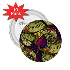 Green Paisley Background, Artwork, Paisley Patterns 2 25  Buttons (10 Pack)  by nateshop