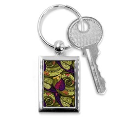 Green Paisley Background, Artwork, Paisley Patterns Key Chain (rectangle) by nateshop