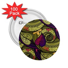 Green Paisley Background, Artwork, Paisley Patterns 2 25  Buttons (100 Pack)  by nateshop