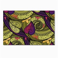 Green Paisley Background, Artwork, Paisley Patterns Postcard 4 x 6  (pkg Of 10) by nateshop