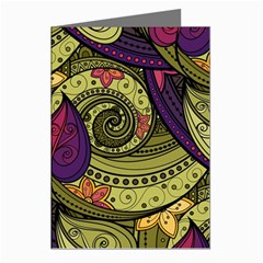 Green Paisley Background, Artwork, Paisley Patterns Greeting Cards (pkg Of 8)