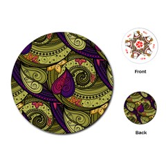 Green Paisley Background, Artwork, Paisley Patterns Playing Cards Single Design (round) by nateshop