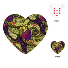 Green Paisley Background, Artwork, Paisley Patterns Playing Cards Single Design (heart) by nateshop