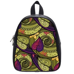 Green Paisley Background, Artwork, Paisley Patterns School Bag (small) by nateshop