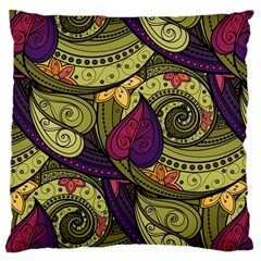 Green Paisley Background, Artwork, Paisley Patterns Large Cushion Case (one Side) by nateshop