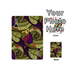 Green Paisley Background, Artwork, Paisley Patterns Playing Cards 54 Designs (mini) by nateshop