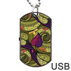 Green Paisley Background, Artwork, Paisley Patterns Dog Tag Usb Flash (two Sides) by nateshop