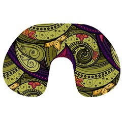 Green Paisley Background, Artwork, Paisley Patterns Travel Neck Pillow by nateshop