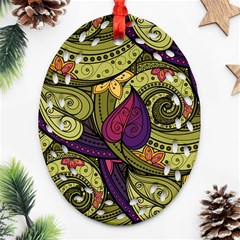 Green Paisley Background, Artwork, Paisley Patterns Ornament (oval Filigree) by nateshop