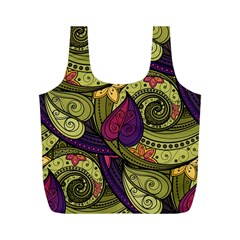 Green Paisley Background, Artwork, Paisley Patterns Full Print Recycle Bag (m) by nateshop