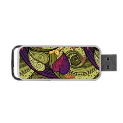 Green Paisley Background, Artwork, Paisley Patterns Portable Usb Flash (two Sides) by nateshop