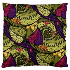 Green Paisley Background, Artwork, Paisley Patterns Large Premium Plush Fleece Cushion Case (one Side)